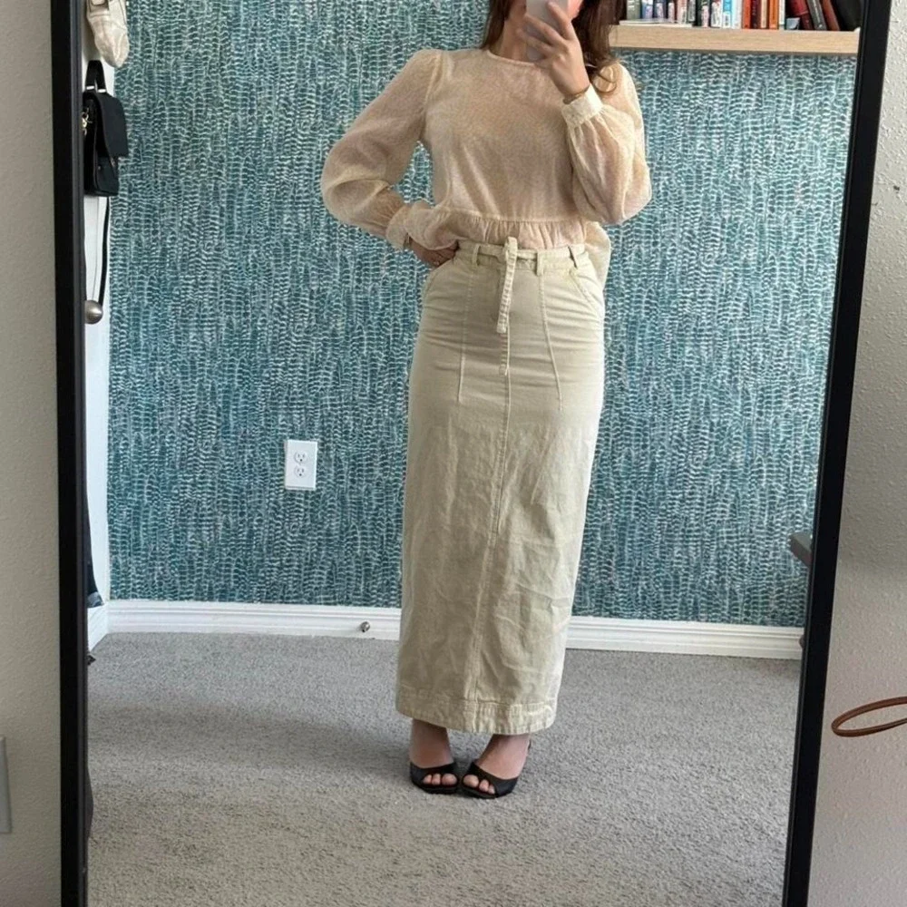 Free People Tan Denim Cargo Maxi Skirt - Picture 4 of 4